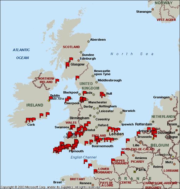 Map of ports